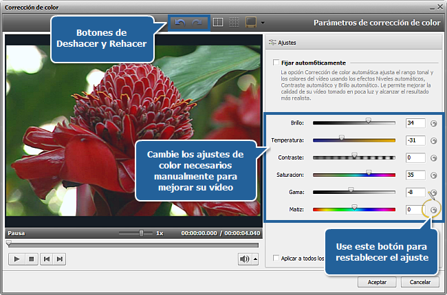 ¿Cómo corregir colores en su vídeo con AVS Video Editor? Paso 2