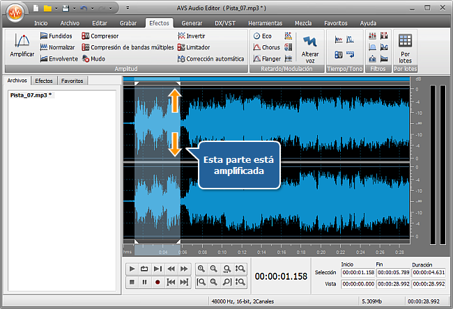 ¿Cómo subir el volumen de (una parte de) la pista de audio? Paso 4