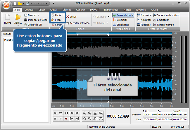 ¿Cómo editar los canales por separado con AVS Audio Editor? Paso 4