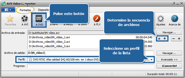 ¿Cómo convertir de AVI a DVD? Paso 3