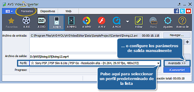 How to convert video to Sony PSP video MP4 format? Step 3