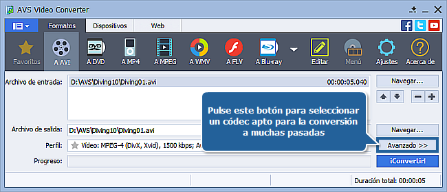 ¿Cómo realizar conversión a muchas pasadas con AVS Video Converter?