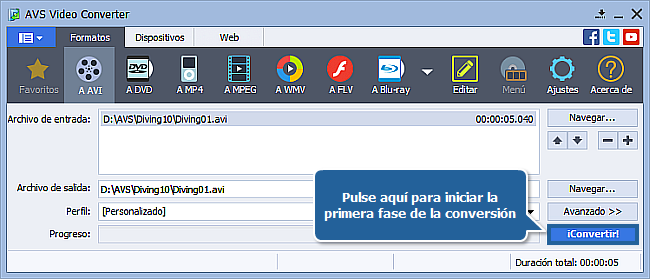 ¿Cómo realizar conversión a muchas pasadas con AVS Video Converter??
