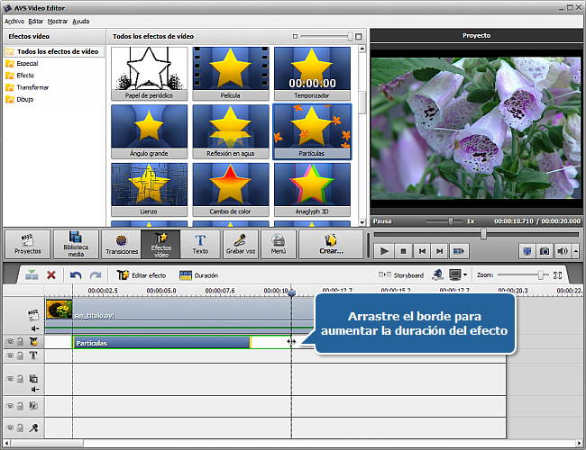 ¿Cómo aplicar efectos de vídeo en AVS Video Editor? Paso 3