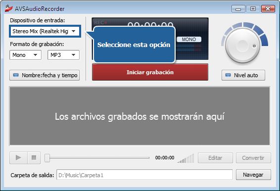 ¿Cómo grabar audio usando la entrada Stereo Mix? Paso 2