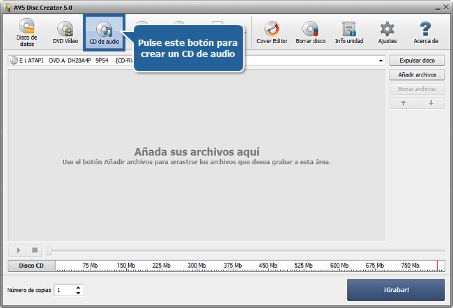 ¿Cómo crear un CD de audio a partir de varios formatos de audio? Paso 2