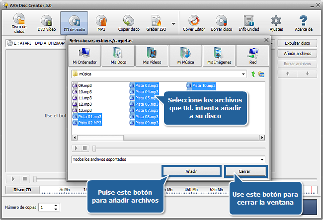 ¿Cómo crear un CD de audio a partir de varios formatos de audio? Paso 2