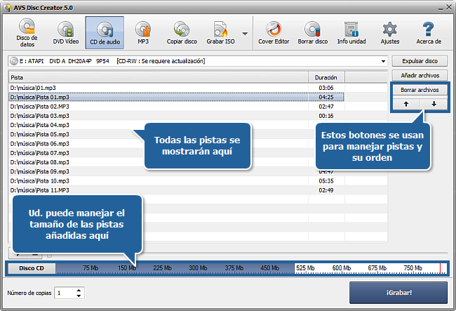 ¿Cómo crear un CD de audio a partir de varios formatos de audio? Paso 2