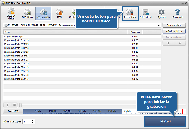 ¿Cómo crear un CD de audio a partir de varios formatos de audio? Paso 3