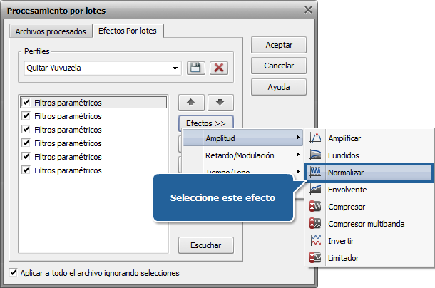 ¿Cómo normalizar el nivel de volumen para un grupo de pistas de audio? Paso 3