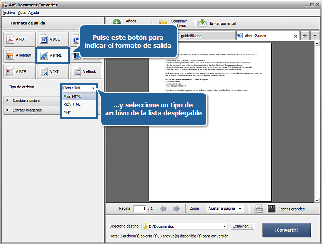 ¿Cómo convertir documentos al formato HTML? Paso 3