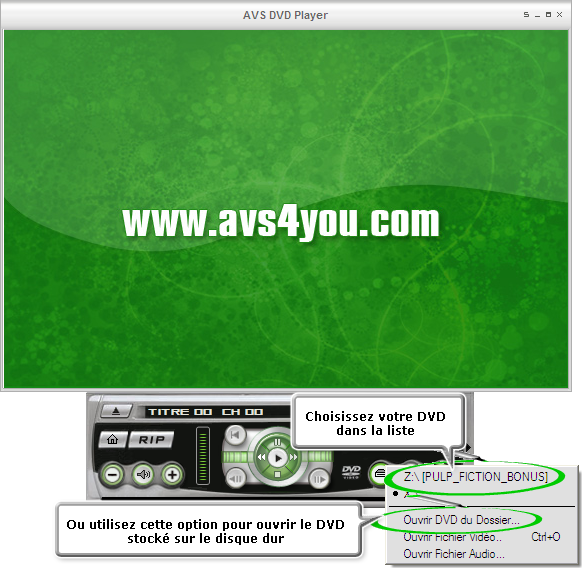Comment reproduire des DVD à l'aide d'AVS DVD Player. Pas 2