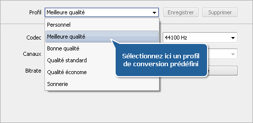 Comment convertir une bande son dans un autre format? Etape 4