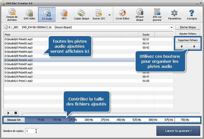 Comment créer un CD Audio à partir de fichiers aux formats différents? Etape 2