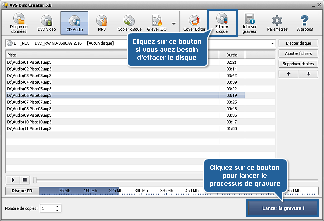 Comment créer un CD Audio à partir de fichiers aux formats différents? Etape 3
