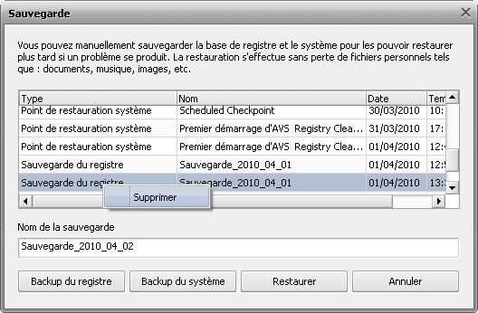 Comment sauvegarder et restaurer le registre avec AVS Registry Cleaner? Etape 4