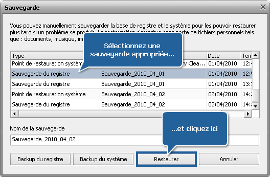 Comment sauvegarder et restaurer le registre avec AVS Registry Cleaner? Etape 5
