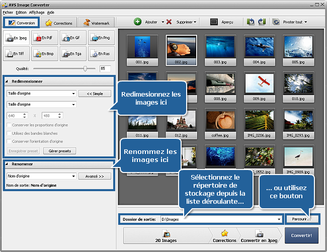 Comment appliquer un effet aux images et les convertir dans un autre format? Etape 5