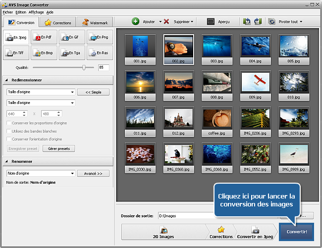 Comment appliquer un effet aux images et les convertir dans un autre format? Etape 6