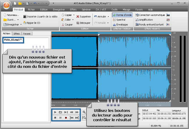 Comment fusionner plusieurs fichiers audio en un seul avec AVS Audio Editor? Etape 3