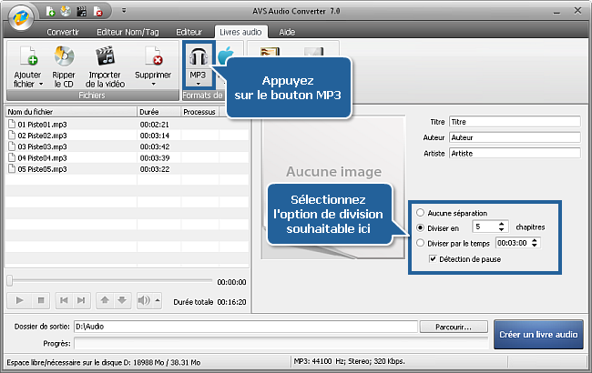 Comment créer des livres audio en utilisant AVS Audio Converter? Etape 4