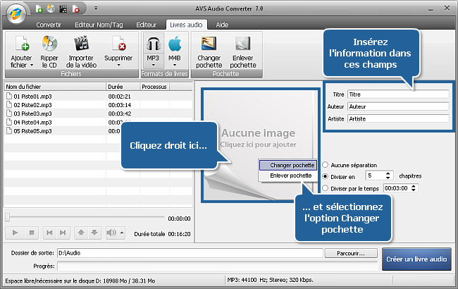 Comment créer des livres audio en utilisant AVS Audio Converter? Etape 4