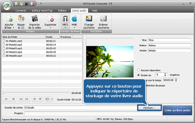 Comment créer des livres audio en utilisant AVS Audio Converter? Etape 5