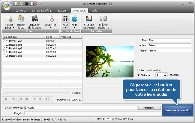 Comment créer des livres audio en utilisant AVS Audio Converter? Etape 6