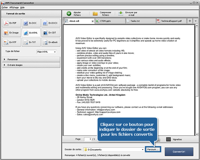 Comment convertir les documents dans le format HTML? Etape 5