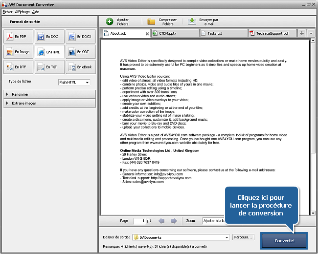 Comment convertir les documents dans le format HTML? Etape 6