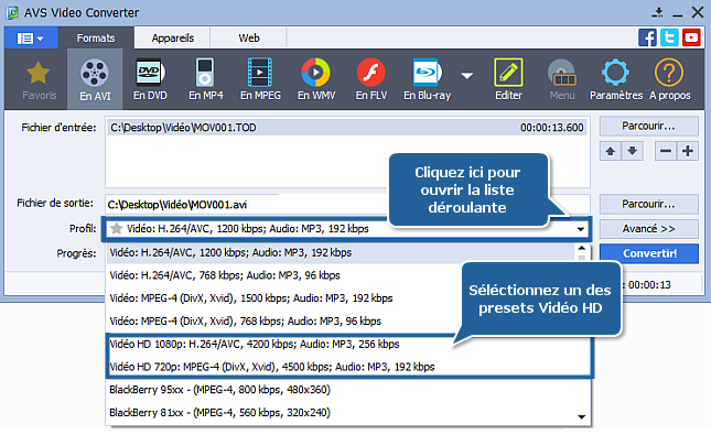 Comment convertir une vidéo HD? Etape 3