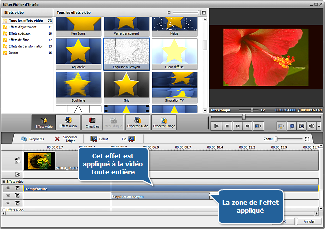Comment appliquer un effet à une vidéo et la convertir dans un autre format? Etape 5