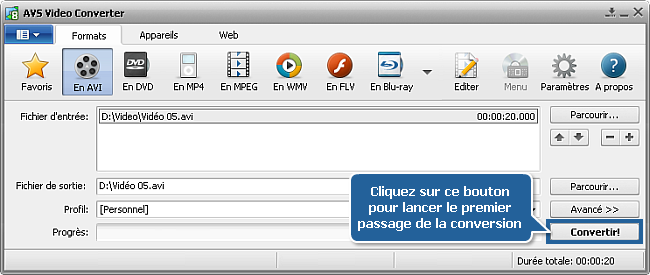 Comment effectuer la conversion à passages multiples avec AVS Video Converter? Etape 5