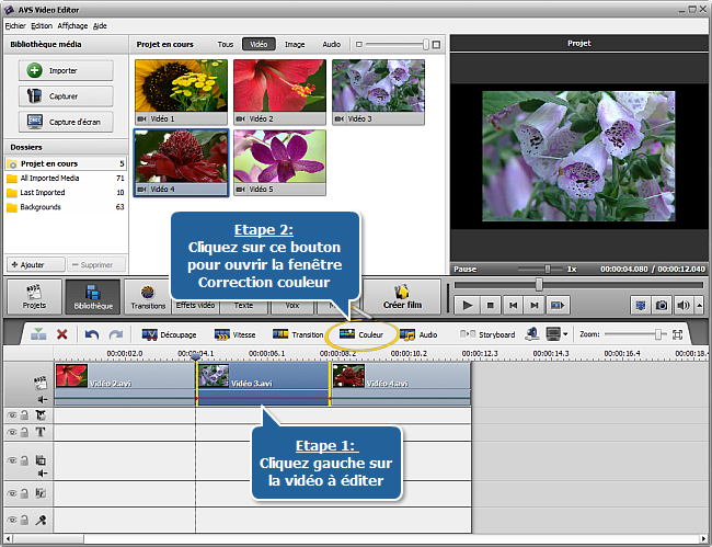 Comment corriger les couleurs d'une vidéo avec AVS Video Editor? Etape 1