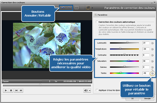Comment corriger les couleurs d'une vidéo avec AVS Video Editor? Etape 2