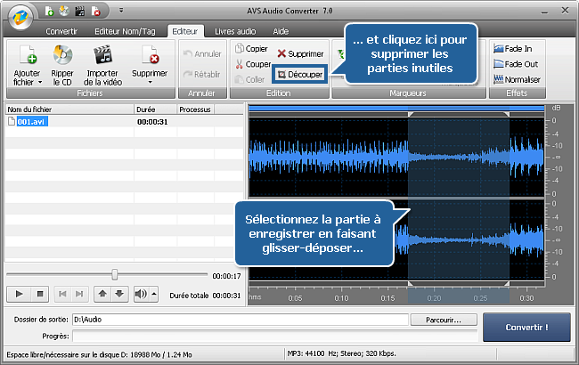 Comment extraire l'audio d'un fichier vidéo avec AVS Audio Converter? Etape 3