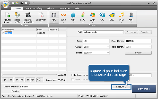 Comment extraire l'audio d'un fichier vidéo avec AVS Audio Converter? Etape 5