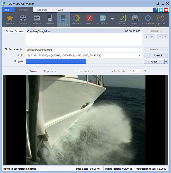 Comment convertir une vidéo en DivX, Xvid, AVI, MPEG, WMV, MOV? Etape 5