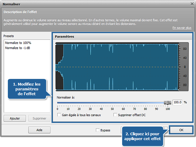 Comment normaliser le volume du son des différents fichiers audio? Etape 3