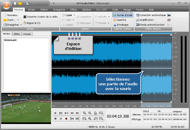 Comment couper le son des vuvuzelas avec AVS Audio Editor? Etape 3