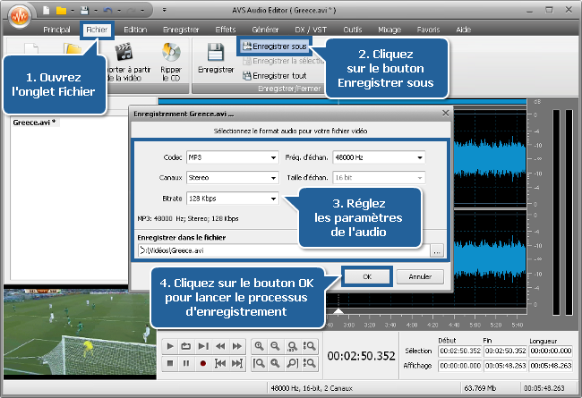 Comment couper le son des vuvuzelas avec AVS Audio Editor? Etape 5