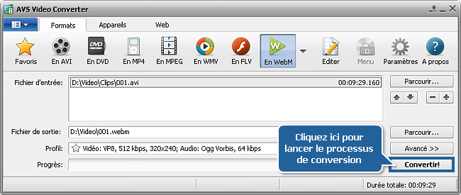 Comment convertir une vidéo en WebM? Etape 5