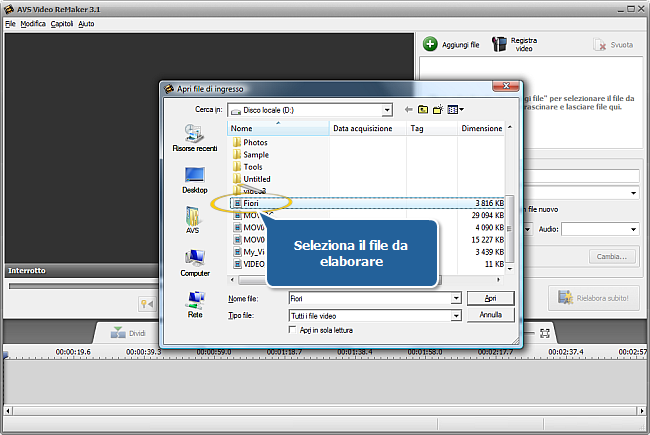 Come dividere video utilizzando AVS Video ReMaker. Passo 2