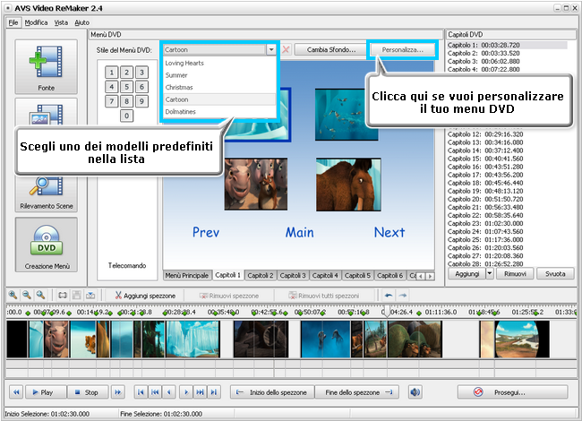 Come creare un menù DVD utilizzando AVS Video ReMaker? Passo 4