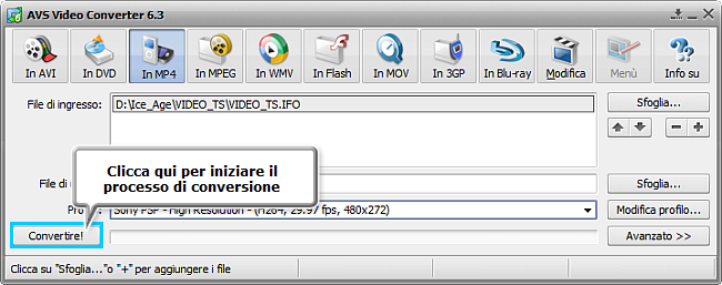 Come convertire differenti formati video? Passo 5