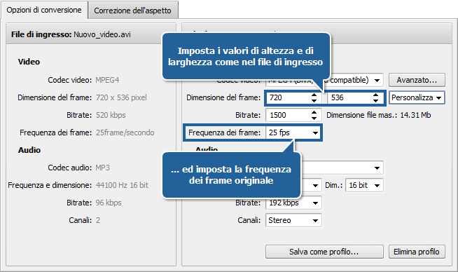 Come ridurre la dimensione del video sorgente usando AVS Video Converter? Passo 4