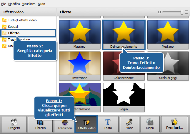 Come rimuovere gli artefatti dovuti all'interlacciamento usando AVS Video Editor? Passo 1