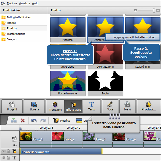 Come rimuovere gli artefatti dovuti all'interlacciamento usando AVS Video Editor? Passo 1