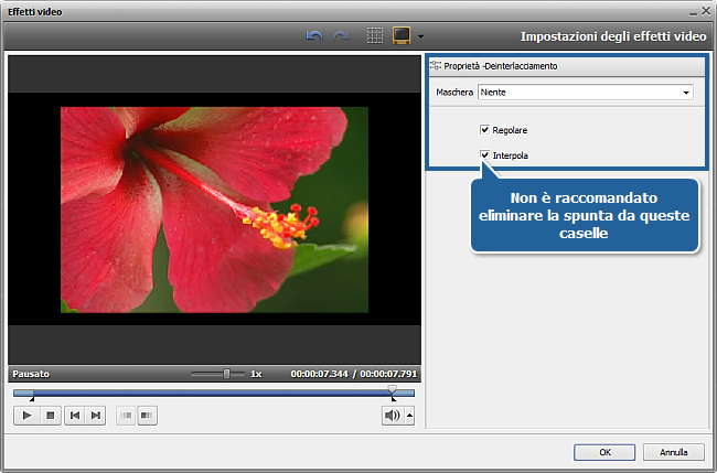 Come rimuovere gli artefatti dovuti all'interlacciamento usando AVS Video Editor? Passo 3