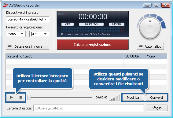Come registrare audio
